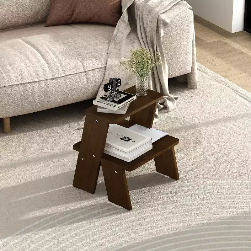 GDFStudio Yuni Modern 2-Tier Rubberwood End Table
