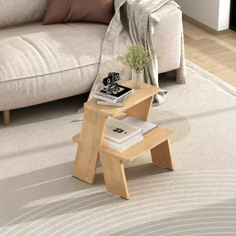 GDFStudio Yuni Modern 2-Tier Rubberwood End Table