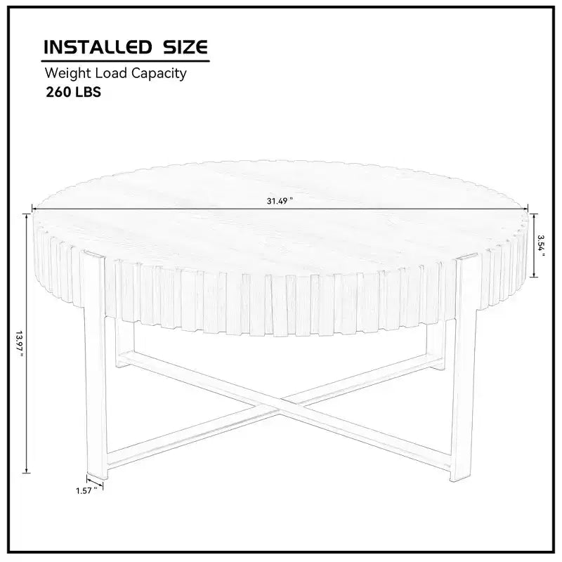MAYEERTY 31.5 Inch Modern Round Coffee Table, Small Center Table with Stainless Steel Cross Base for Living Room Bedroom