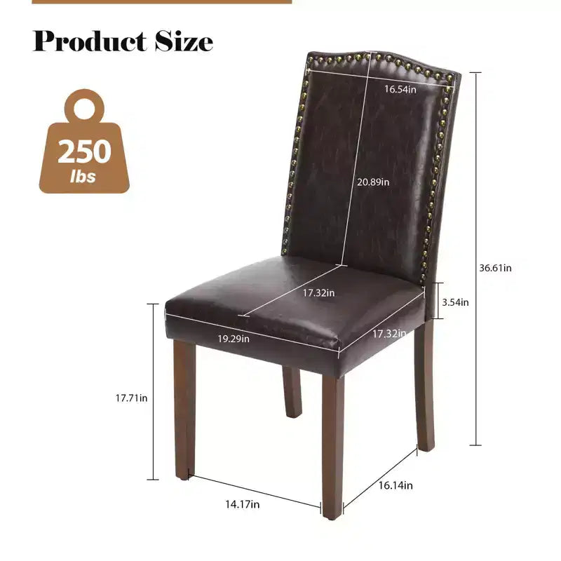 TUYOHW 17.7H Retro Dining Chairs with Nailhead Trim,Set of 2,Elegant Linen Fabric Side Chairs with High Back & Rubberwood Legs,250lbs Max
