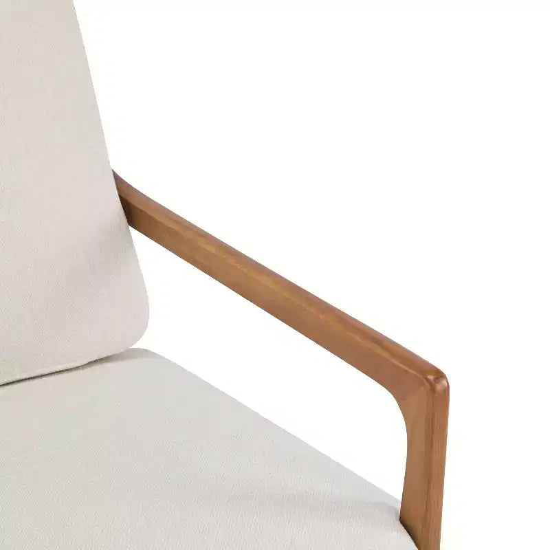 MAYEERTY Mid Century Modern Accent Armchair, Solid Wood Frame High Back Ergonomic Beige Cushions, Living Room Bedroom Reading Nook, Beige
