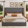 Upholstered Platform Bed Frame with Storage Drawers, Corduroy Wingback with Tufted Headboard and Footboard, No Box Spring Needed