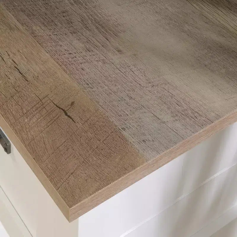 GDFStudio Rowan Wood Desk with Drawers and Open Storage Shelves
