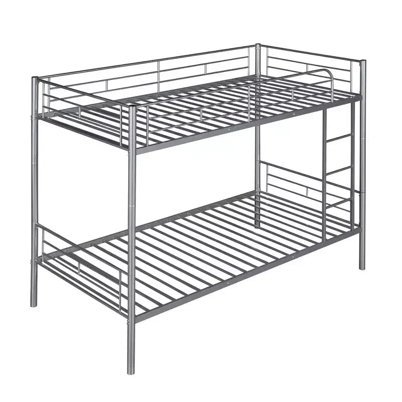 Whisen Sturdy Twin-Over-Twin Bunk Bed, Steel Frame, Full Guardrails, Sturdy Stability & Convertible to 2 Beds