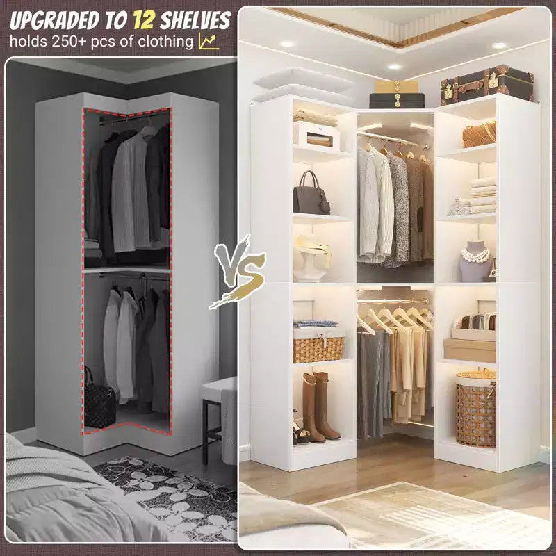 Besiost Corner Closet System with 12 Shelves