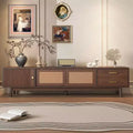 MAYEERTY Mid Century Modern TV Stand for 80 TVs, Entertainment Center with Sliding Doors and Drawers for Living Room