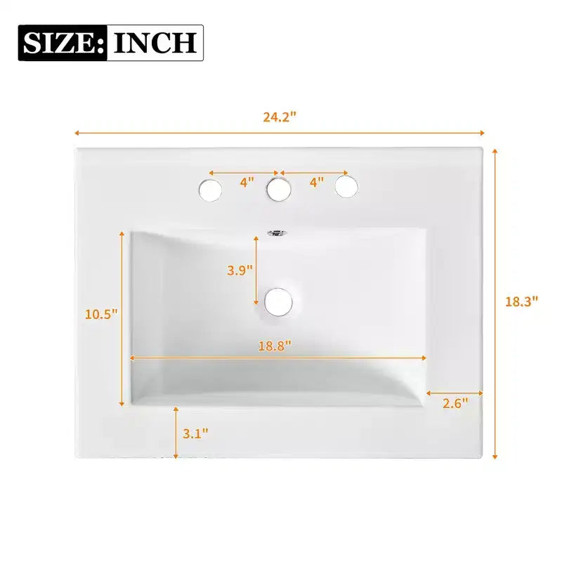 24 Small Bathroom Vanity with Sink, Bathroom Storage Cabinet with Drawers, Black