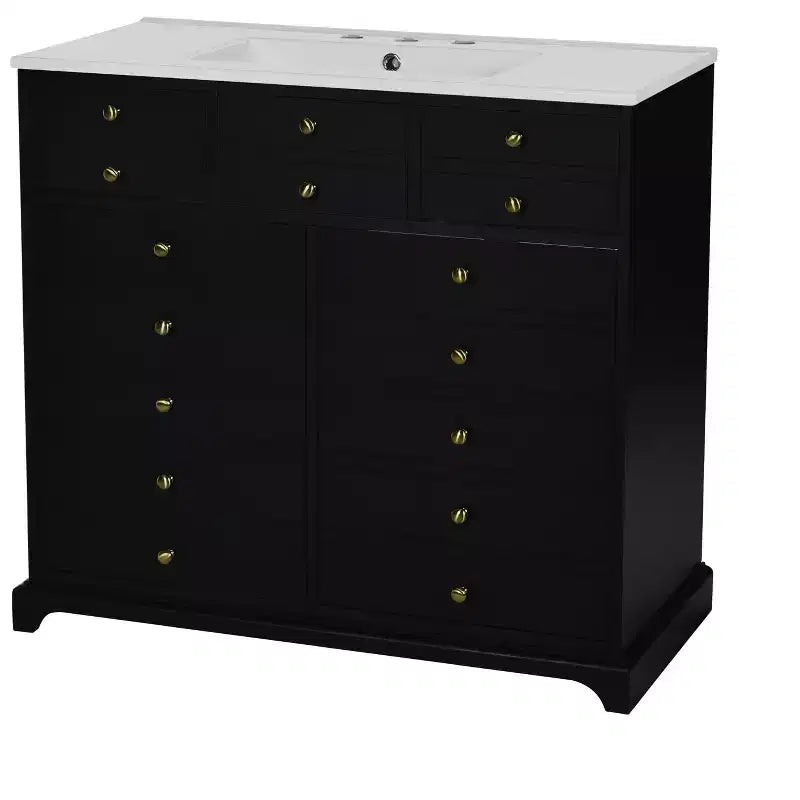 36 Bathroom Vanity with Sink, Bathroom Storage Cabinet with Drawers, Single Sink Bathroom Vanity with Soft Closing Doors