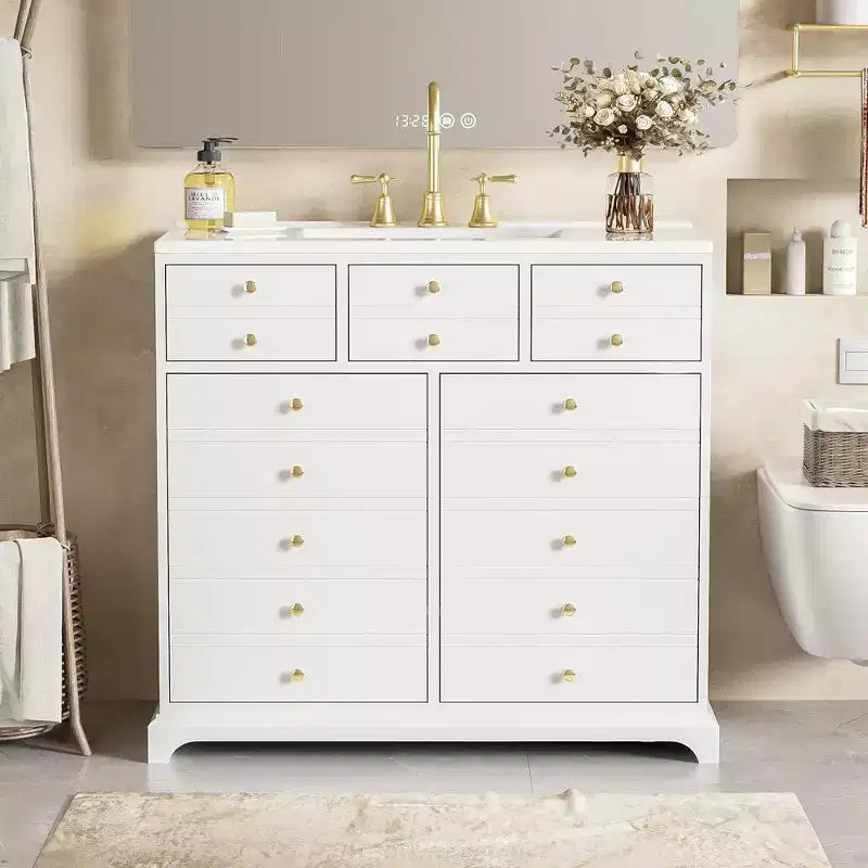36 Bathroom Vanity with Sink, Bathroom Storage Cabinet with Drawers, Single Sink Bathroom Vanity with Soft Closing Doors