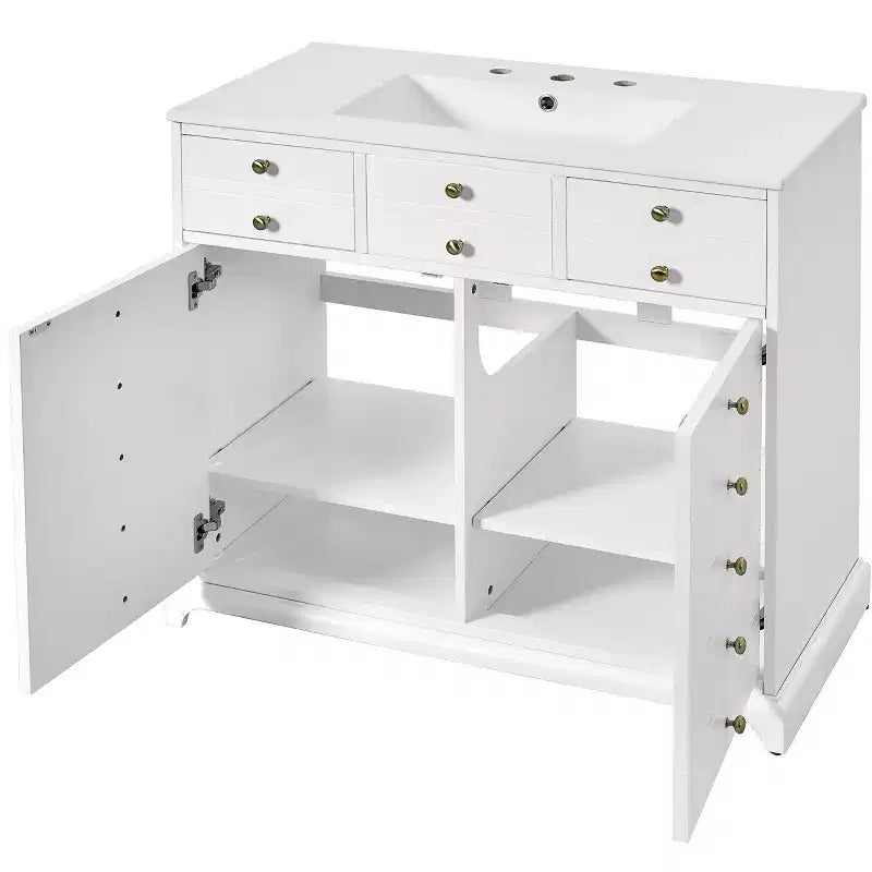 36 Bathroom Vanity with Sink, Bathroom Storage Cabinet with Drawers, Single Sink Bathroom Vanity with Soft Closing Doors