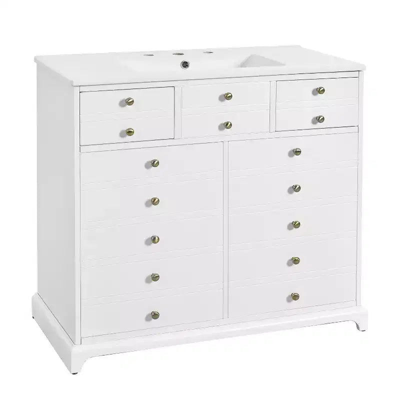 36 Bathroom Vanity with Sink, Bathroom Storage Cabinet with Drawers, Single Sink Bathroom Vanity with Soft Closing Doors