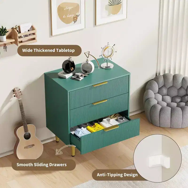 6/5/3 Drawer Dresser for Bedroom, Wood Chest of Drawers, Fluted Dresser