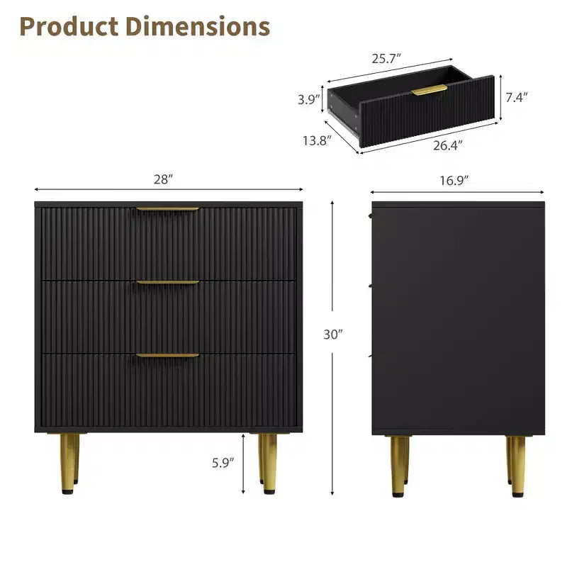 6/5/3 Drawer Dresser for Bedroom, Wood Chest of Drawers, Fluted Dresser