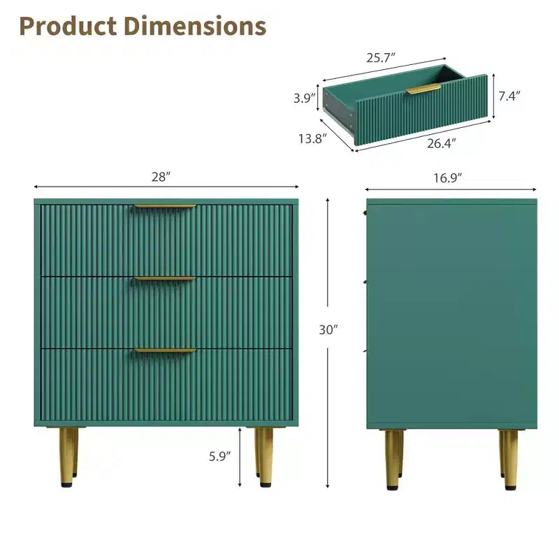 6/5/3 Drawer Dresser for Bedroom, Wood Chest of Drawers, Fluted Dresser