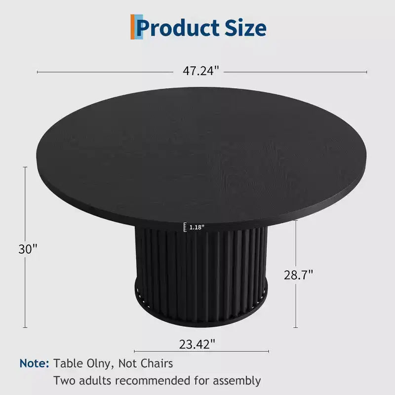 47 Round Dining Table for 4-6, Wooden Kitchen Table with Metal Pedestal Base, Modern Circular Dinner Table, Breakfast Table for Living Room,No Chair