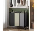 Bag Laundry Basket Hamper, Heavy Duty Laundry Sorter Cart with Lockable Wheels and Removable Bags for Clothes Storage