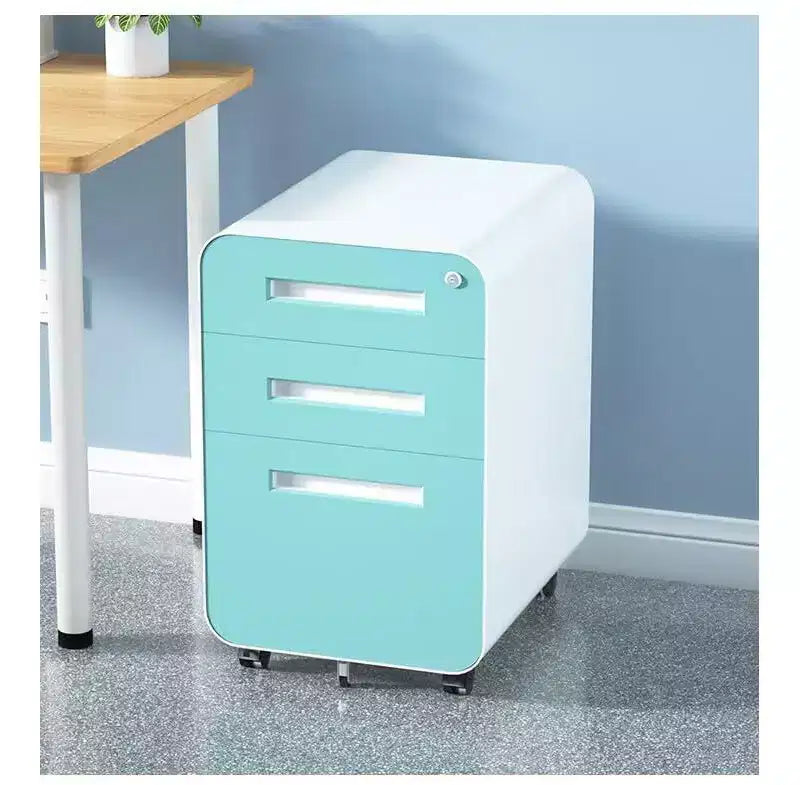 3 Drawer File Cabinet with Lock, Mobile Metal Vertical Filing Cabinet, Under Desk Storage Cabinet with Wheels, Fit Letter/A4/Legal Size File