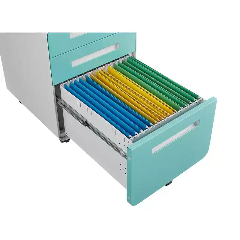 3 Drawer File Cabinet with Lock, Mobile Metal Vertical Filing Cabinet, Under Desk Storage Cabinet with Wheels, Fit Letter/A4/Legal Size File