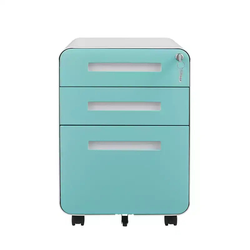 3 Drawer File Cabinet with Lock, Mobile Metal Vertical Filing Cabinet, Under Desk Storage Cabinet with Wheels, Fit Letter/A4/Legal Size File