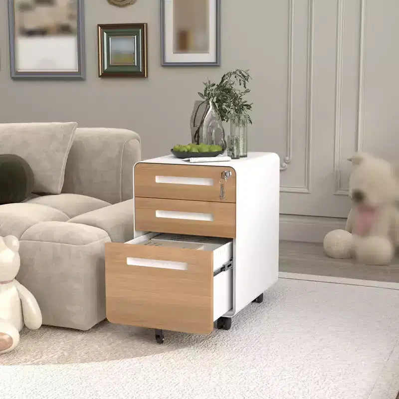 3 Drawer File Cabinet with Lock, Mobile Metal Vertical Filing Cabinet, Under Desk Storage Cabinet with Wheels, Fit Letter/A4/Legal Size File