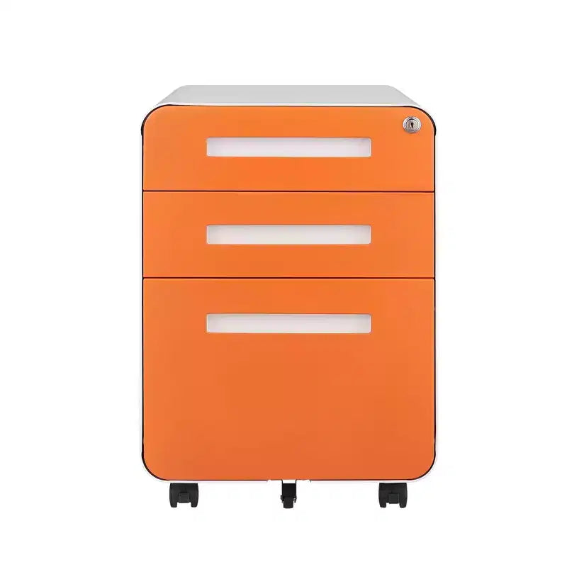 3 Drawer File Cabinet with Lock, Mobile Metal Vertical Filing Cabinet, Under Desk Storage Cabinet with Wheels, Fit Letter/A4/Legal Size File