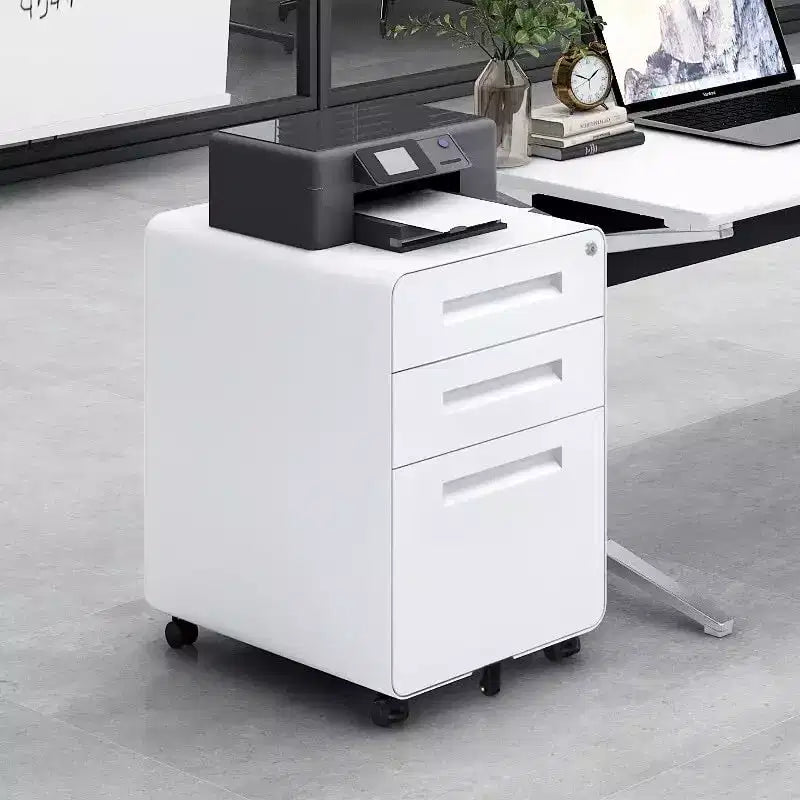 3 Drawer File Cabinet with Lock, Mobile Metal Vertical Filing Cabinet, Under Desk Storage Cabinet with Wheels, Fit Letter/A4/Legal Size File