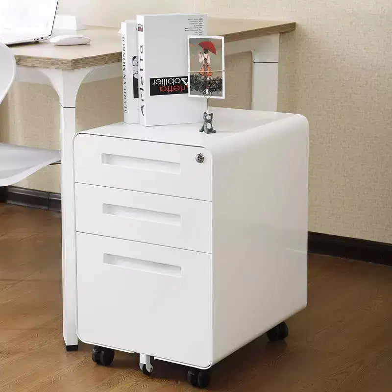 3 Drawer File Cabinet with Lock, Mobile Metal Vertical Filing Cabinet, Under Desk Storage Cabinet with Wheels, Fit Letter/A4/Legal Size File
