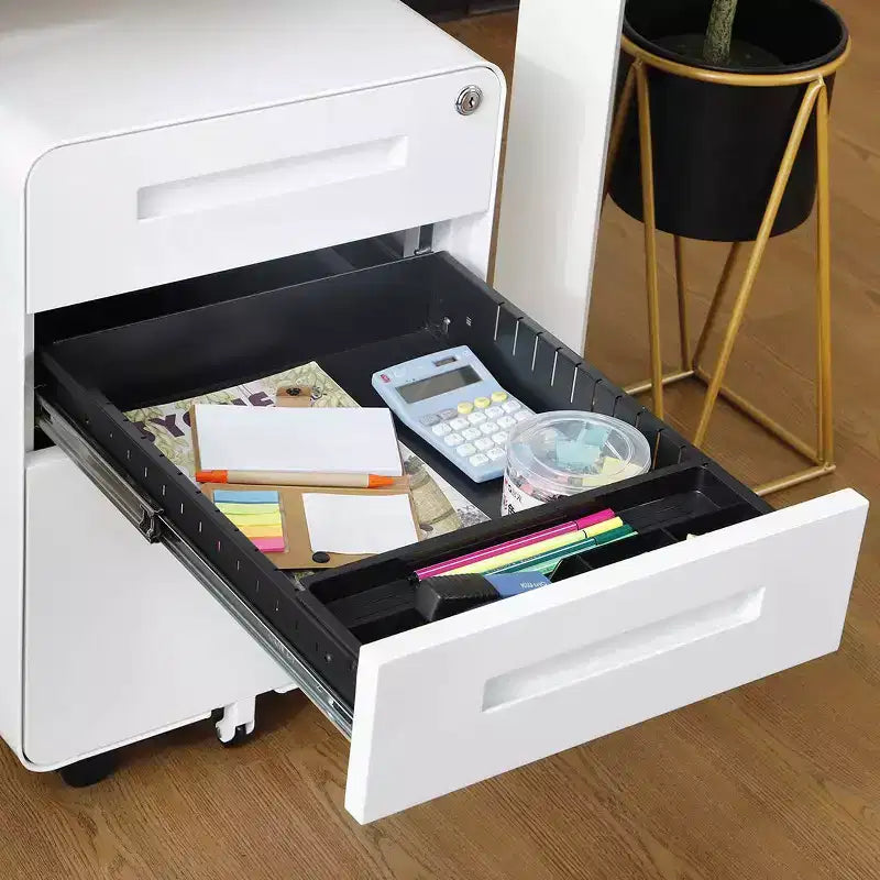 3 Drawer File Cabinet with Lock, Mobile Metal Vertical Filing Cabinet, Under Desk Storage Cabinet with Wheels, Fit Letter/A4/Legal Size File