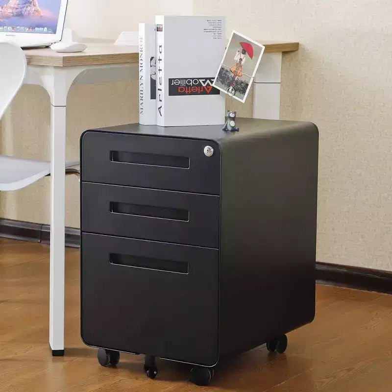 3 Drawer File Cabinet with Lock, Mobile Metal Vertical Filing Cabinet, Under Desk Storage Cabinet with Wheels, Fit Letter/A4/Legal Size File