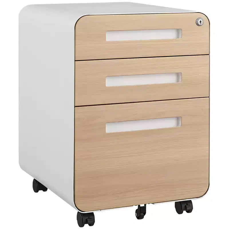 3 Drawer File Cabinet with Lock, Mobile Metal Vertical Filing Cabinet, Under Desk Storage Cabinet with Wheels, Fit Letter/A4/Legal Size File