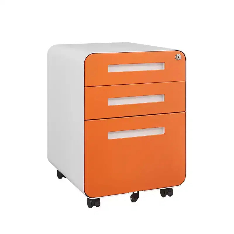3 Drawer File Cabinet with Lock, Mobile Metal Vertical Filing Cabinet, Under Desk Storage Cabinet with Wheels, Fit Letter/A4/Legal Size File