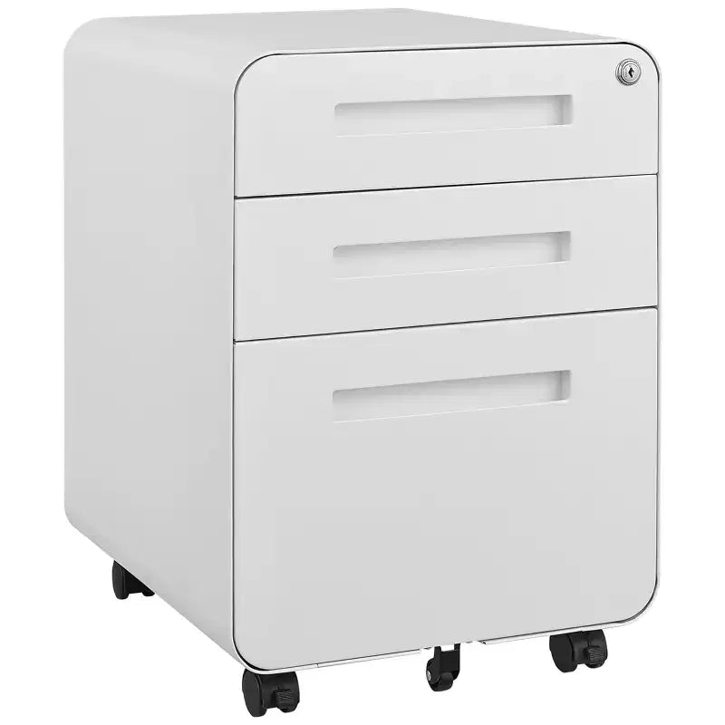 3 Drawer File Cabinet with Lock, Mobile Metal Vertical Filing Cabinet, Under Desk Storage Cabinet with Wheels, Fit Letter/A4/Legal Size File