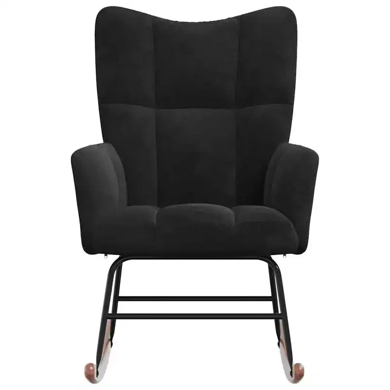 vidaXL Rocking Chair Accent Side Chair Padded Seat for Living Room Velvet - Black Without Footrest