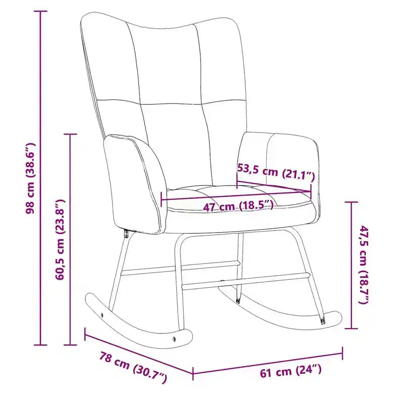 vidaXL Rocking Chair Accent Side Chair Padded Seat for Living Room Velvet - Black Without Footrest