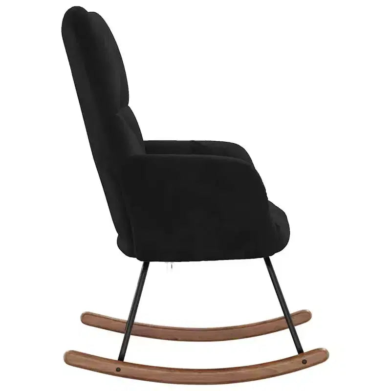 vidaXL Rocking Chair Accent Side Chair Padded Seat for Living Room Velvet - Black Without Footrest