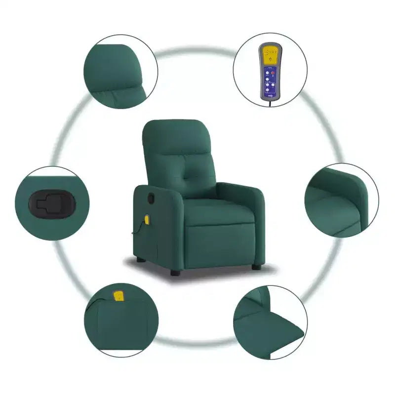 vidaXL Massage Recliner Chair Black Fabric