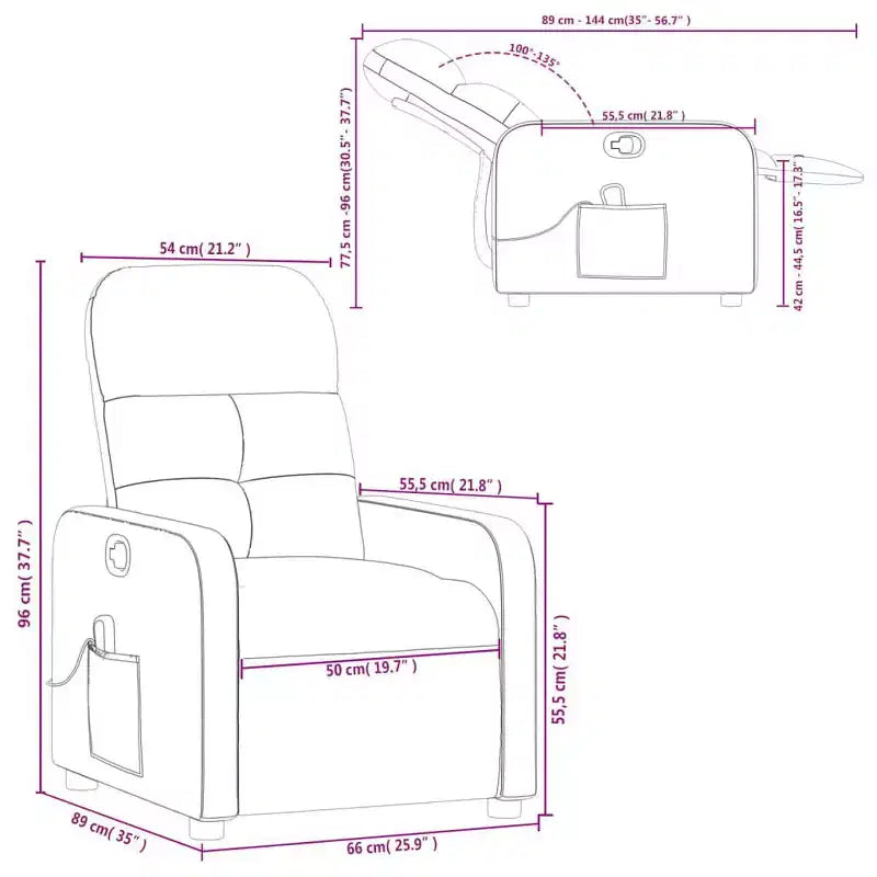 vidaXL Massage Recliner Chair Black Fabric