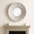 Modern Wood Wall Mirror for Bedroom Decor - Decorative Wall Mirror for Hallway, Entryway, Room, Bathroom, and Dorm Decor - 36, Ivory
