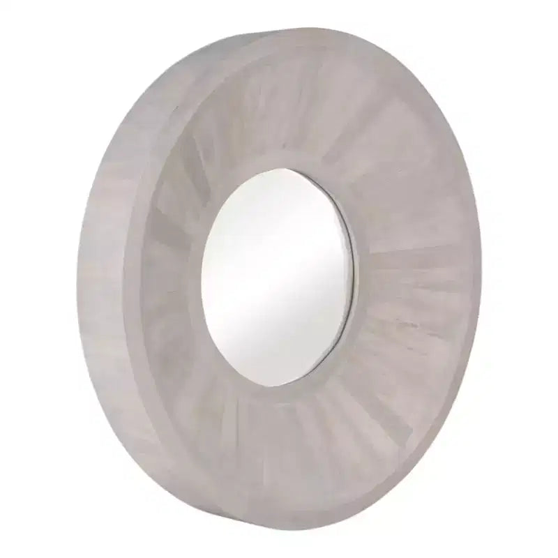 Modern Wood Wall Mirror for Bedroom Decor - Decorative Wall Mirror for Hallway, Entryway, Room, Bathroom, and Dorm Decor - 36, Ivory