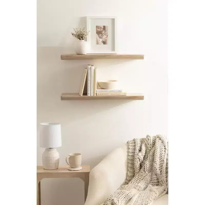 Kate and Laurel Burena Wood Floating Shelves, Natural, 2 Piece 24 Inch