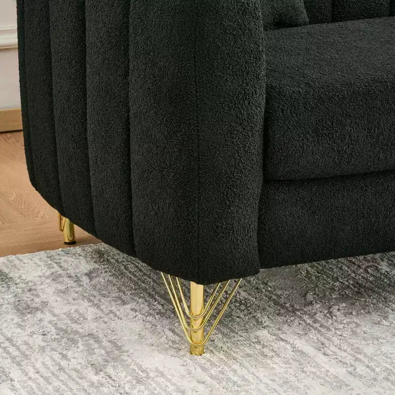 Modern Tufted Loveseat Sofa with Wood Frame and Gold Metal Legs, Chenille DeepSeat Couch for Living Room, Small Space or Apartment - Panipeachy