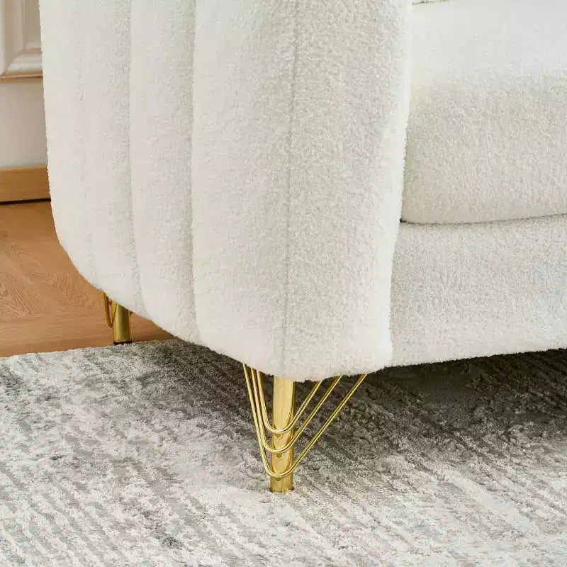 Modern Tufted Loveseat Sofa with Wood Frame and Gold Metal Legs, Chenille DeepSeat Couch for Living Room, Small Space or Apartment - Panipeachy