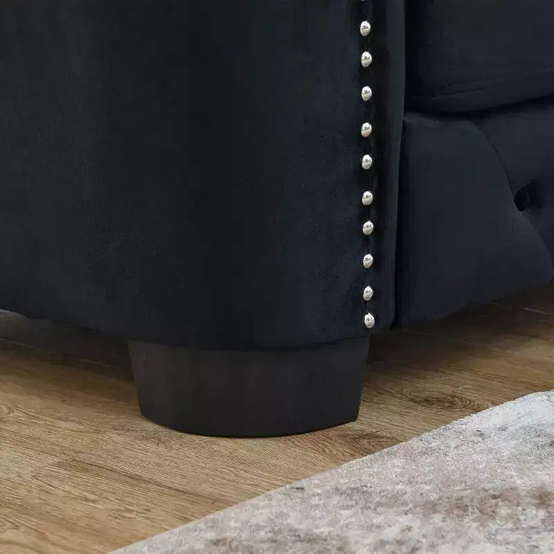 Modern Tufted Loveseat Sofa with Nailhead Trim and Wood Frame, Velvet Chesterfield Sofa for Living Room, Lounge or Apartment - Panipeachy