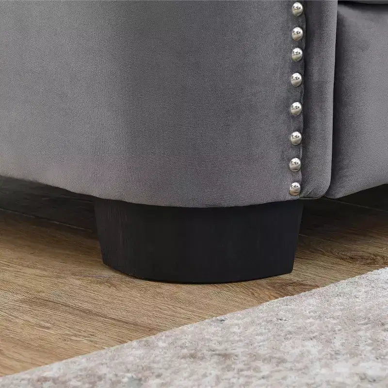 Modern Tufted Loveseat Sofa with Nailhead Trim and Wood Frame, Velvet Chesterfield Sofa for Living Room, Lounge or Apartment - Panipeachy