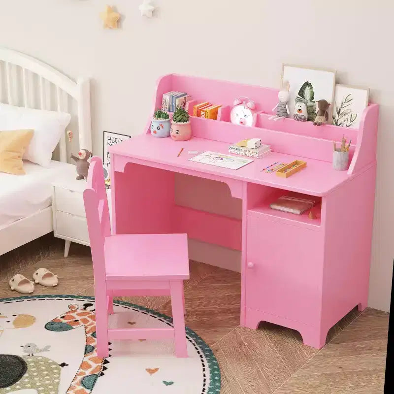 Kids Study Desk & Chair Set for Ages 3-12. Wooden Desk with Hutch & Storage A Growing Learning Center for Bedroom or Playroom.