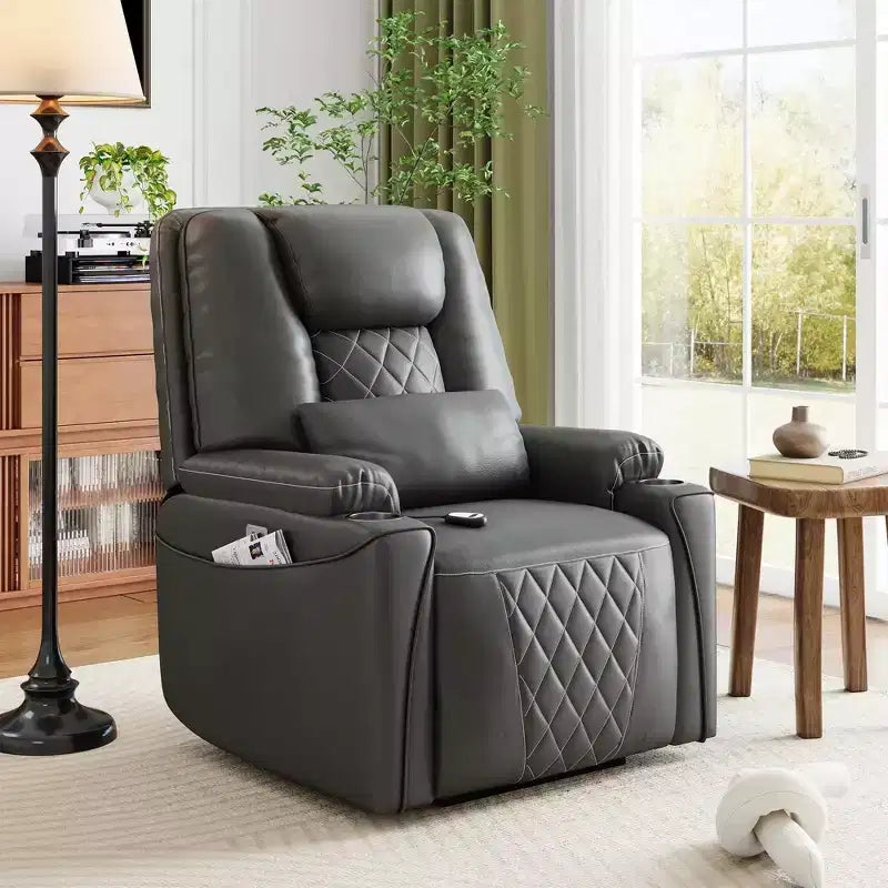 Electric Power Lift Recliner Chair Sofa with Remote, 3-Position Reclining, Side Pockets, USB Ports for Living Room, Faux Leather