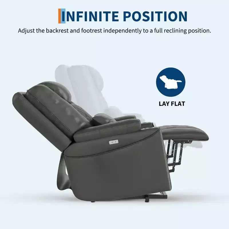Electric Power Lift Recliner Chair Sofa with Remote, 3-Position Reclining, Side Pockets, USB Ports for Living Room, Faux Leather