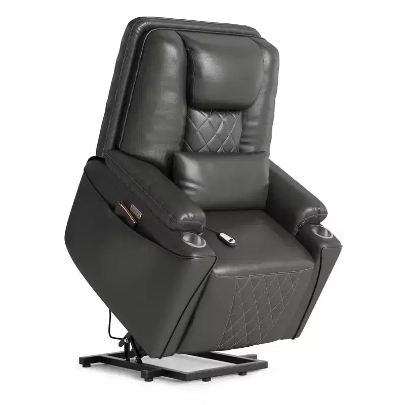 Electric Power Lift Recliner Chair Sofa with Remote, 3-Position Reclining, Side Pockets, USB Ports for Living Room, Faux Leather