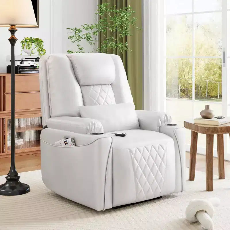 Electric Power Lift Recliner Chair Sofa with Remote, 3-Position Reclining, Side Pockets, USB Ports for Living Room, Faux Leather