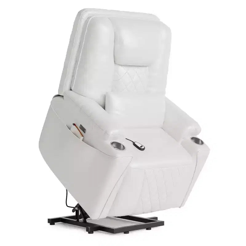 Electric Power Lift Recliner Chair Sofa with Remote, 3-Position Reclining, Side Pockets, USB Ports for Living Room, Faux Leather